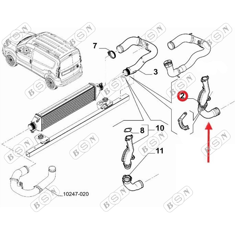 TURBO BORUSU HORTUMU PLASTİK BORU HARİÇ DOBLO 1.6 D Multijet